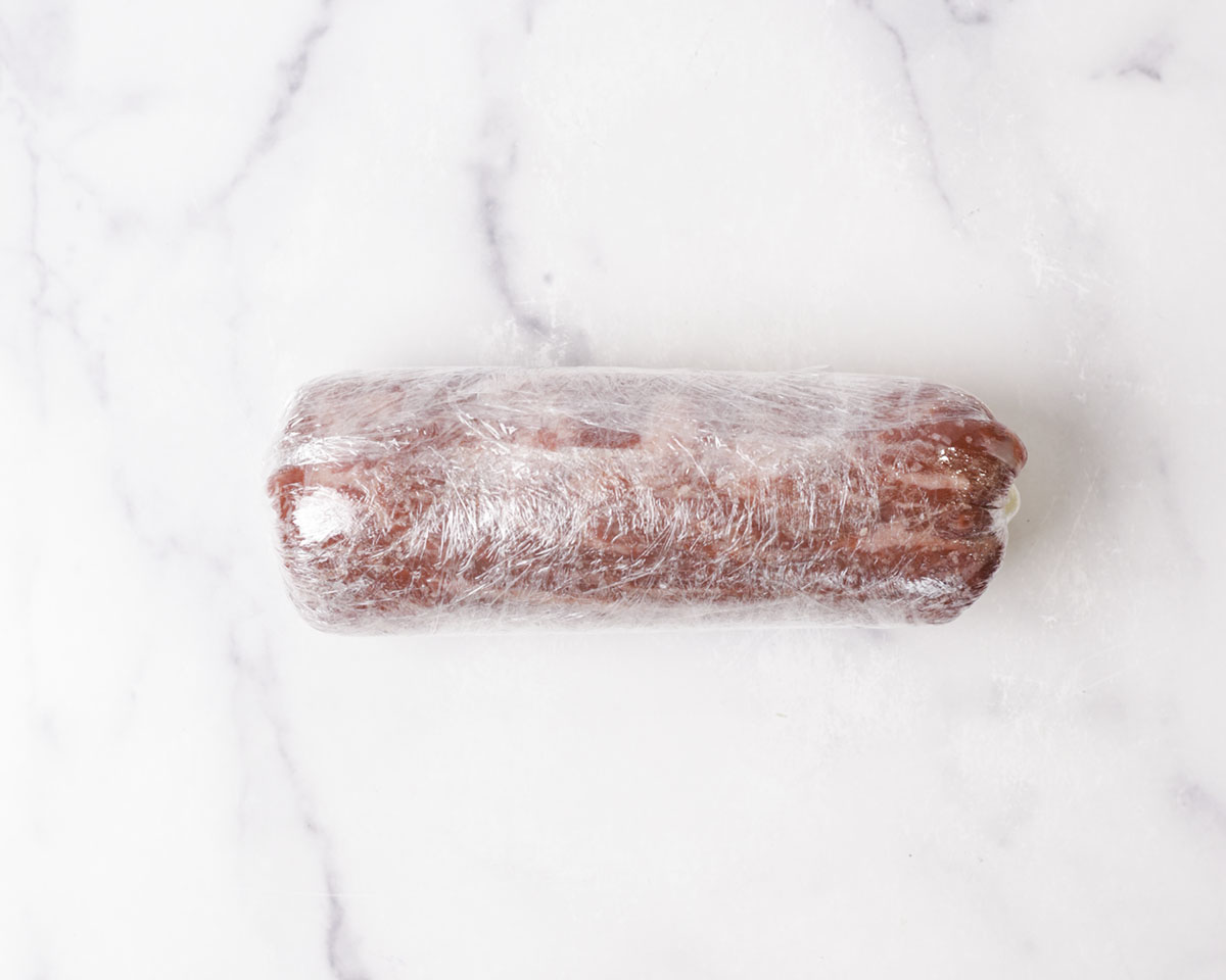 Beef wrapped in cling film