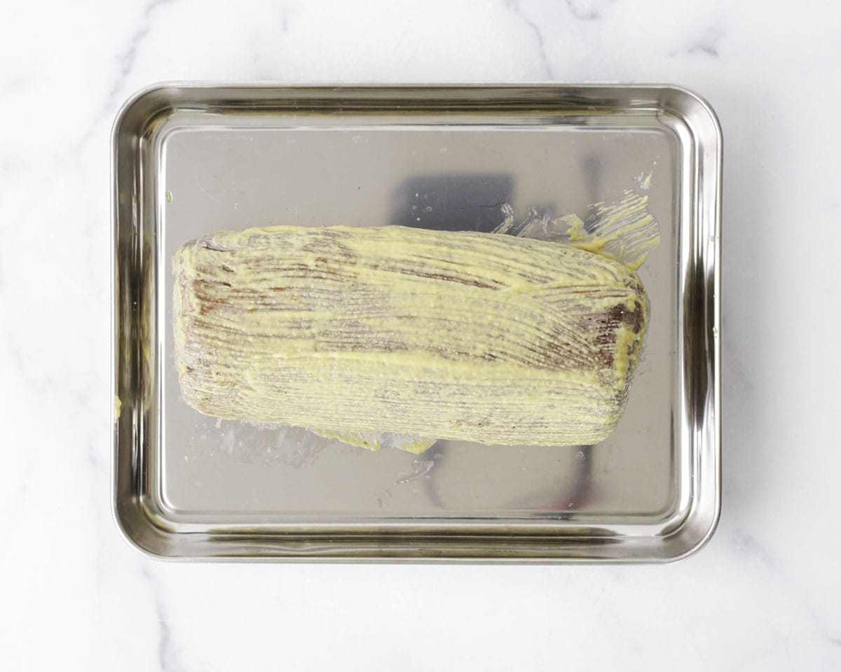 Beef fillets brushed with mustard