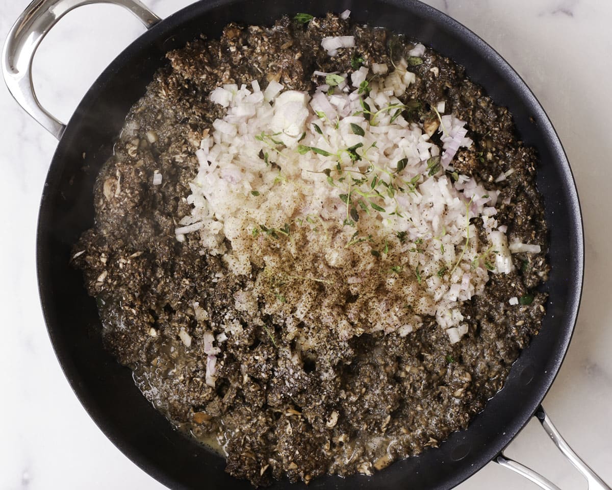 Cooking mushroom duxelles